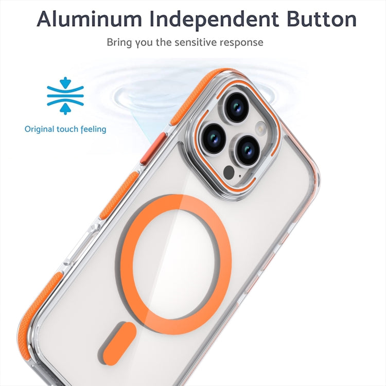 For iPhone 16 Pro Dual-Color Clear Acrylic Hybrid TPU Lens Flip Holder MagSafe Phone Case(Orange) - iPhone 16 Pro Cases by buy2fix | Online Shopping UK | buy2fix