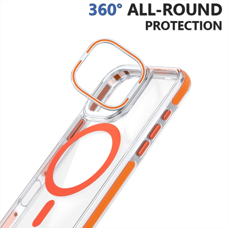 For iPhone 16 Pro Dual-Color Clear Acrylic Hybrid TPU Lens Flip Holder MagSafe Phone Case(Yellow) - iPhone 16 Pro Cases by buy2fix | Online Shopping UK | buy2fix