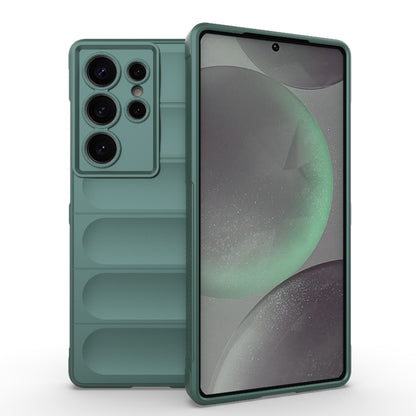 For Samsung Galaxy S25 Ultra 5G Magic Shield TPU + Flannel Phone Case(Dark Green) - Galaxy S25 Ultra 5G Cases by buy2fix | Online Shopping UK | buy2fix