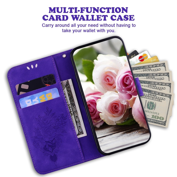 For Redmi K70 / K70 Pro Butterfly Rose Embossed Leather Phone Case(Purple) - K70 Cases by buy2fix | Online Shopping UK | buy2fix