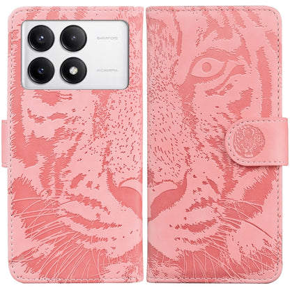 For Redmi K70 / K70 Pro Tiger Embossing Pattern Flip Leather Phone Case(Pink) - K70 Cases by buy2fix | Online Shopping UK | buy2fix