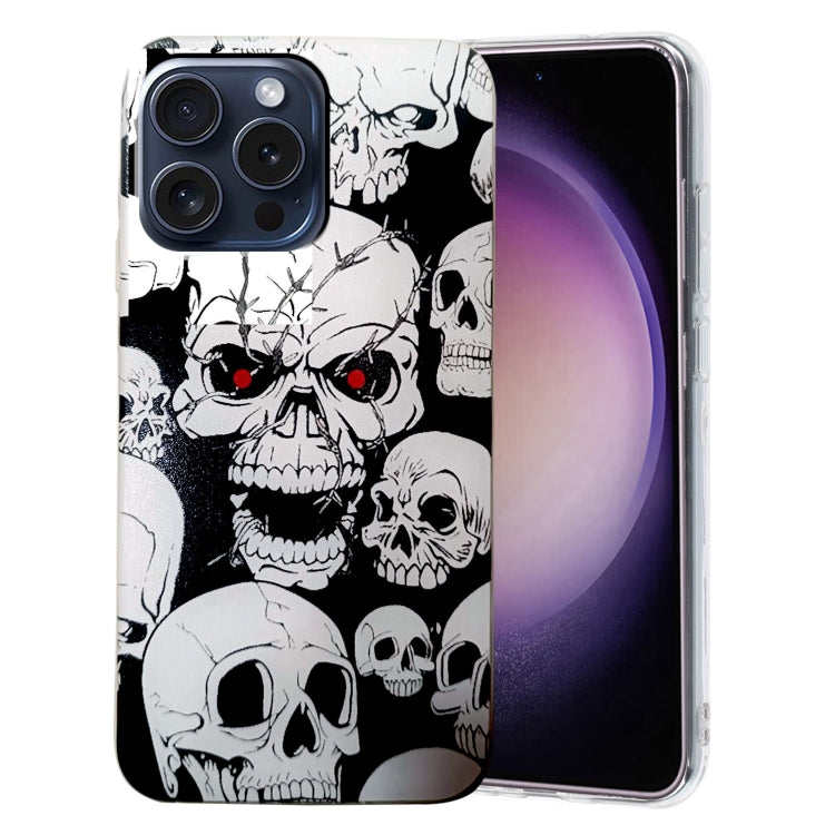 For iPhone 16 Pro Max Colored Drawing Pattern TPU Phone Case(Skull) - iPhone 16 Pro Max Cases by buy2fix | Online Shopping UK | buy2fix