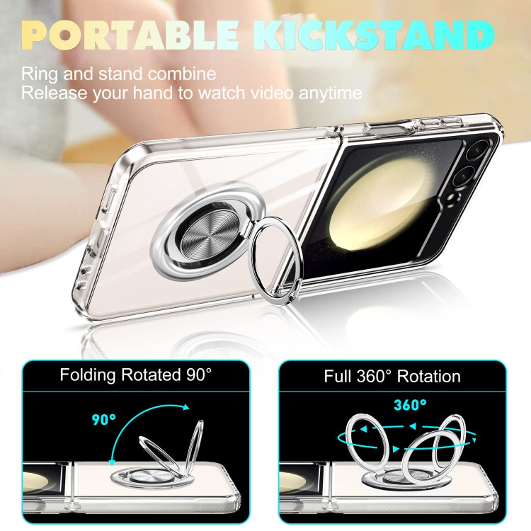 For Samsung Galaxy Z Flip5 5G MagSafe Transparent PC Folding Phone Case with Ring Holder - Galaxy Z Flip5 Cases by buy2fix | Online Shopping UK | buy2fix