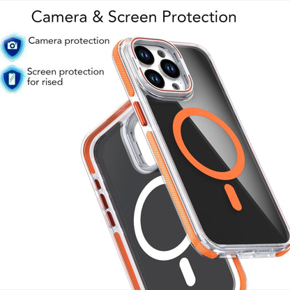 For iPhone 14 Pro Magsafe Dual-Color Transparent Black Lens Holder Phone Case(Orange) - iPhone 14 Pro Cases by buy2fix | Online Shopping UK | buy2fix