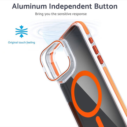 For iPhone 14 Pro Magsafe Dual-Color Transparent Black Lens Holder Phone Case(Orange) - iPhone 14 Pro Cases by buy2fix | Online Shopping UK | buy2fix