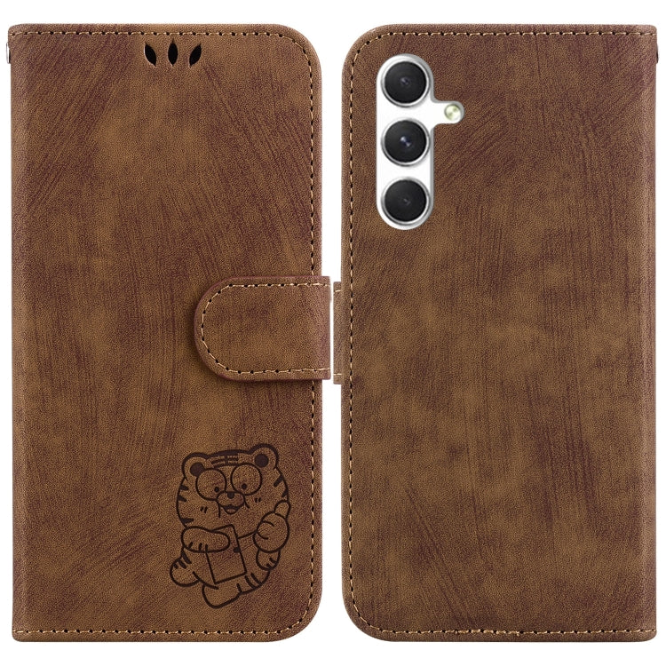 For Samsung Galaxy S25+ 5G Little Tiger Embossed Leather Phone Case(Brown) - Galaxy S25+ 5G Cases by buy2fix | Online Shopping UK | buy2fix