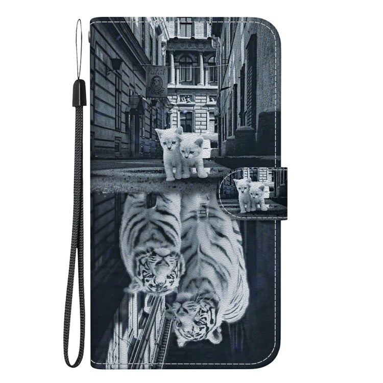 For Samsung Galaxy S25 5G Crystal Texture Colored Drawing Leather Phone Case(Cat Tiger Reflection) - Galaxy S25 5G Cases by buy2fix | Online Shopping UK | buy2fix