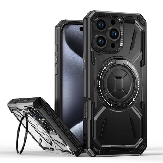 For iPhone 16 Pro Max Armor II Series MagSafe Magnetic Holder Phone Case(Black) - iPhone 16 Pro Max Cases by buy2fix | Online Shopping UK | buy2fix