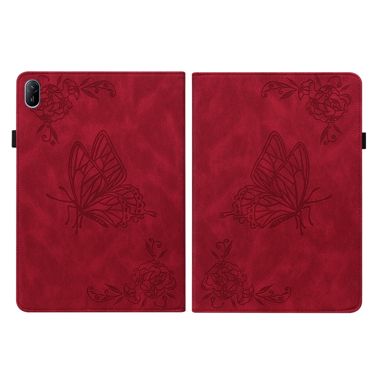 For Huawei MatePad SE 11 2024 Butterfly Flower Embossed Leather Tablet Case(Red) - Huawei by buy2fix | Online Shopping UK | buy2fix