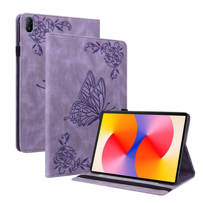 For Huawei MatePad SE 11 2024 Butterfly Flower Embossed Leather Tablet Case(Purple) - Huawei by buy2fix | Online Shopping UK | buy2fix