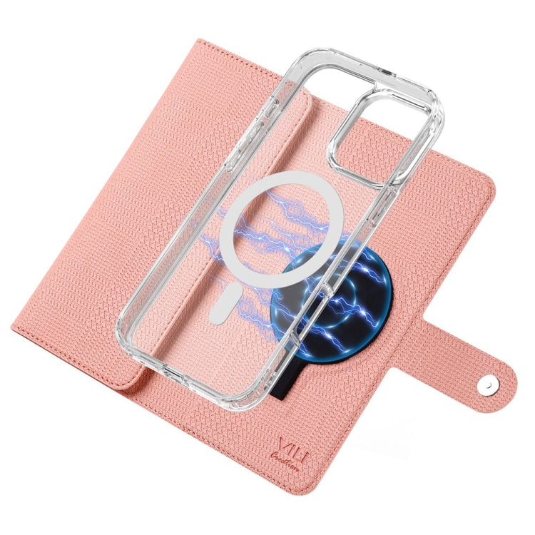 For iPhone 15 Pro ViLi GHB-C Series RFID MagSafe Magnetic Flip Leather Phone Case(Pink) - iPhone 15 Pro Cases by ViLi | Online Shopping UK | buy2fix