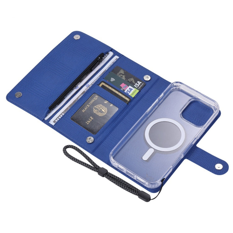 For iPhone 14 Plus ViLi GHB-C Series RFID MagSafe Magnetic Flip Leather Phone Case(Blue) - iPhone 14 Plus Cases by ViLi | Online Shopping UK | buy2fix