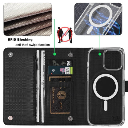 For iPhone 13 Pro Max ViLi GHB-C Series RFID MagSafe Magnetic Flip Leather Phone Case(Black) - iPhone 13 Pro Max Cases by ViLi | Online Shopping UK | buy2fix