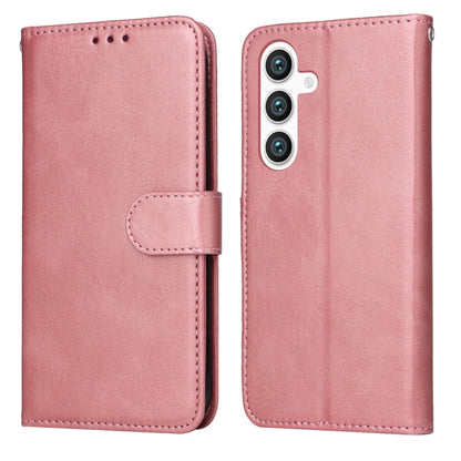 For Samsung Galaxy S25 5G Classic Calf Texture Flip Leather Phone Case(Rose Gold) - Galaxy S25 5G Cases by buy2fix | Online Shopping UK | buy2fix