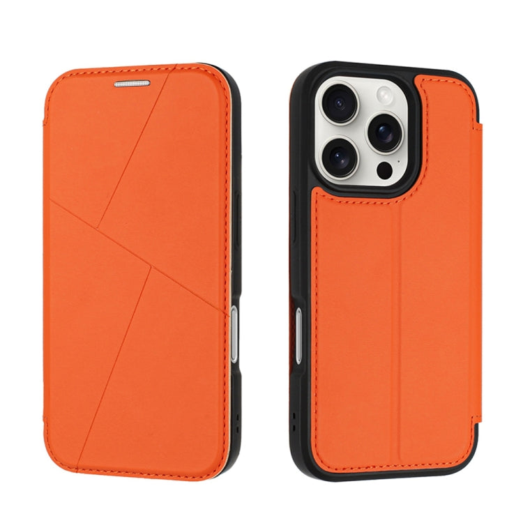 For iPhone 16 Pro Max Magnetic Armor Series RFID Card Slots Leather Phone Case(Orange) - iPhone 16 Pro Max Cases by buy2fix | Online Shopping UK | buy2fix