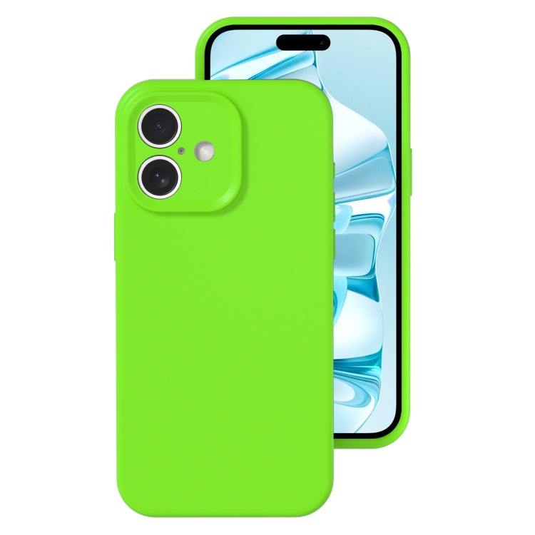 For iPhone 16 Precise Hole Liquid Silicone Jelly Color Full Coverage Phone Case(Fluorescent Green) - iPhone 16 Cases by buy2fix | Online Shopping UK | buy2fix