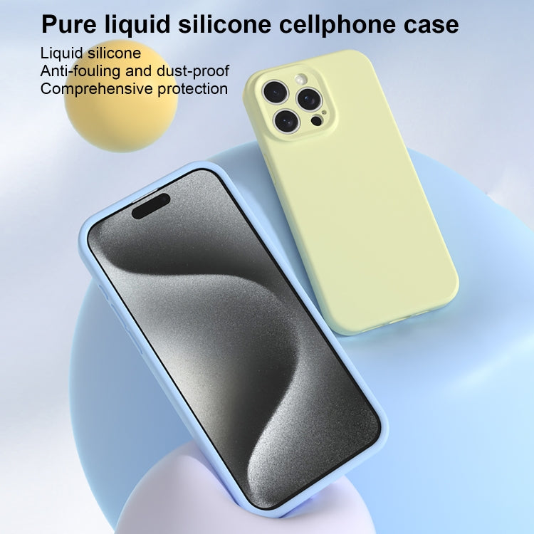 For iPhone 16 Pro Max Precise Hole Liquid Silicone Jelly Color Full Coverage Phone Case(Thin Fog Blue) - iPhone 16 Pro Max Cases by buy2fix | Online Shopping UK | buy2fix