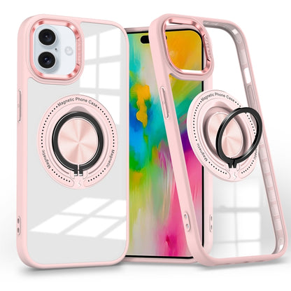 For iPhone 16 Plus Magnetic Rotating Ring Holder Phone Case(Pink) - iPhone 16 Plus Cases by buy2fix | Online Shopping UK | buy2fix