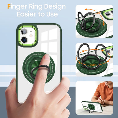 For iPhone 16 Magnetic Rotating Ring Holder Phone Case(Dark Green) - iPhone 16 Cases by buy2fix | Online Shopping UK | buy2fix