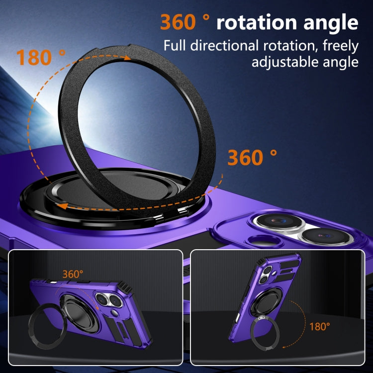 For iPhone 16 Plus Rotating Magnetic Holder Phone Case(Purple) - iPhone 16 Plus Cases by buy2fix | Online Shopping UK | buy2fix