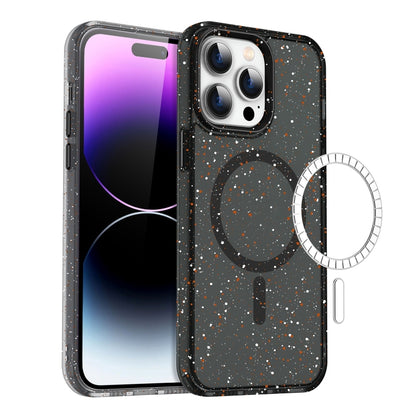 For iPhone 14 Pro Colorful Ink-splash Magsafe PC Hybrid TPU Phone Case(Black) - iPhone 14 Pro Cases by buy2fix | Online Shopping UK | buy2fix