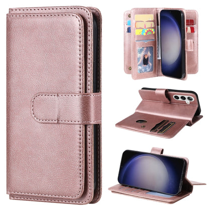 For Samsung Galaxy S25 / S24 5G Multi-Function Wallet 10 Card Slots Leather Phone Case(Rose Gold) - Galaxy S25 5G Cases by buy2fix | Online Shopping UK | buy2fix