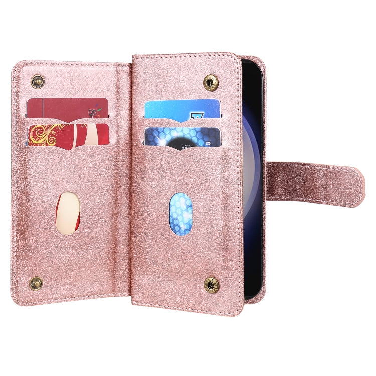 For Samsung Galaxy S25 / S24 5G Multi-Function Wallet 10 Card Slots Leather Phone Case(Rose Gold) - Galaxy S25 5G Cases by buy2fix | Online Shopping UK | buy2fix