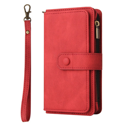 For Xiaomi 14T Skin Feel Multi Card Slots Zipper Wallet Leather Phone Case(Red) - 14T Cases by buy2fix | Online Shopping UK | buy2fix