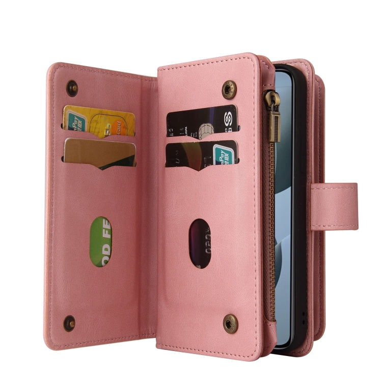 For Xiaomi 14T Skin Feel Multi Card Slots Zipper Wallet Leather Phone Case(Pink) - 14T Cases by buy2fix | Online Shopping UK | buy2fix