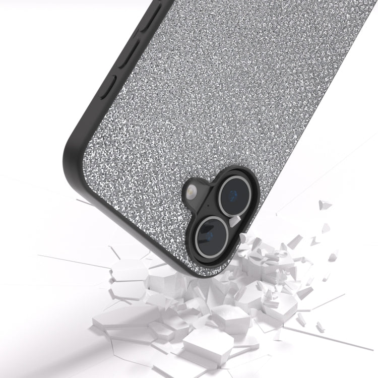 For iPhone 16 Plus Diamond Black Frame Phone Case(Jewel Silver) - iPhone 16 Plus Cases by buy2fix | Online Shopping UK | buy2fix