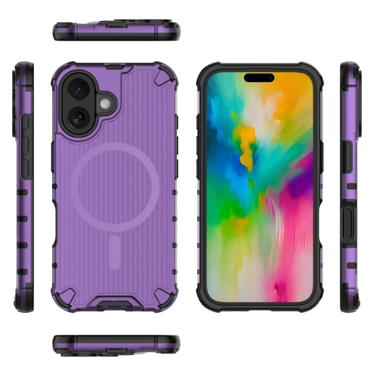 For iPhone 16 Grating Airbag Shockproof MagSafe Frosted Phone Case(Purple) - iPhone 16 Cases by buy2fix | Online Shopping UK | buy2fix