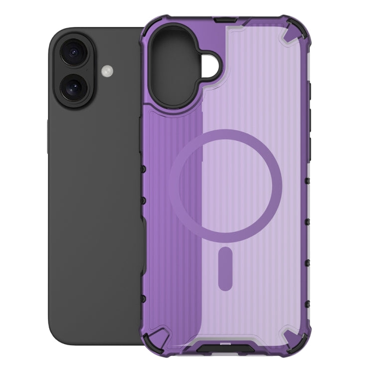 For iPhone 16 Plus Grating Airbag Shockproof MagSafe Frosted Phone Case(Purple) - iPhone 16 Plus Cases by buy2fix | Online Shopping UK | buy2fix