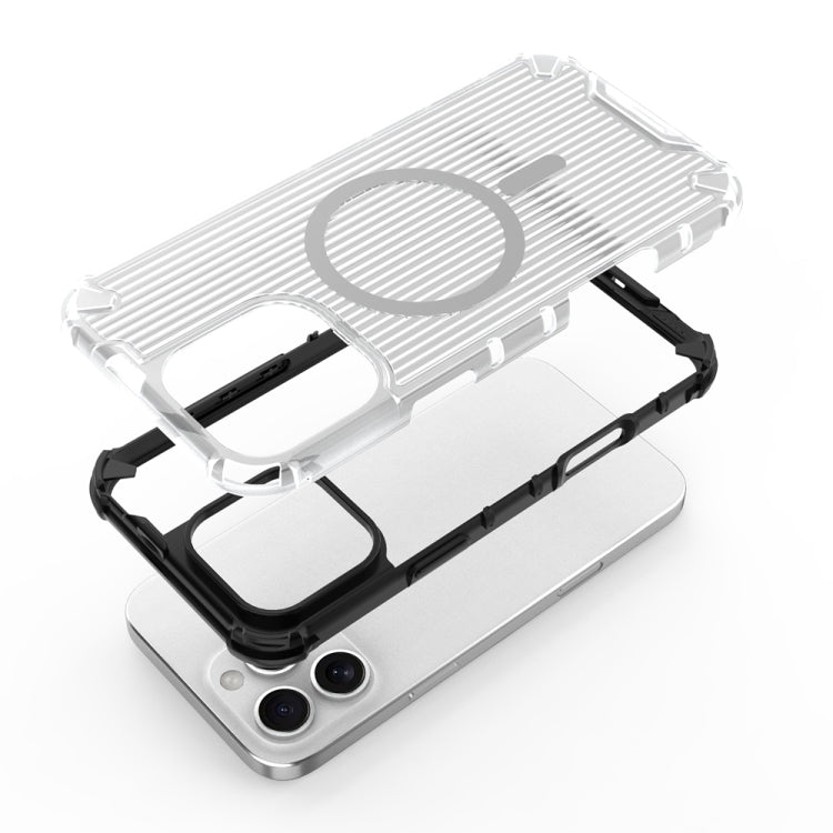 For iPhone 16 Pro Grating Airbag Shockproof MagSafe Frosted Phone Case(Transparent) - iPhone 16 Pro Cases by buy2fix | Online Shopping UK | buy2fix