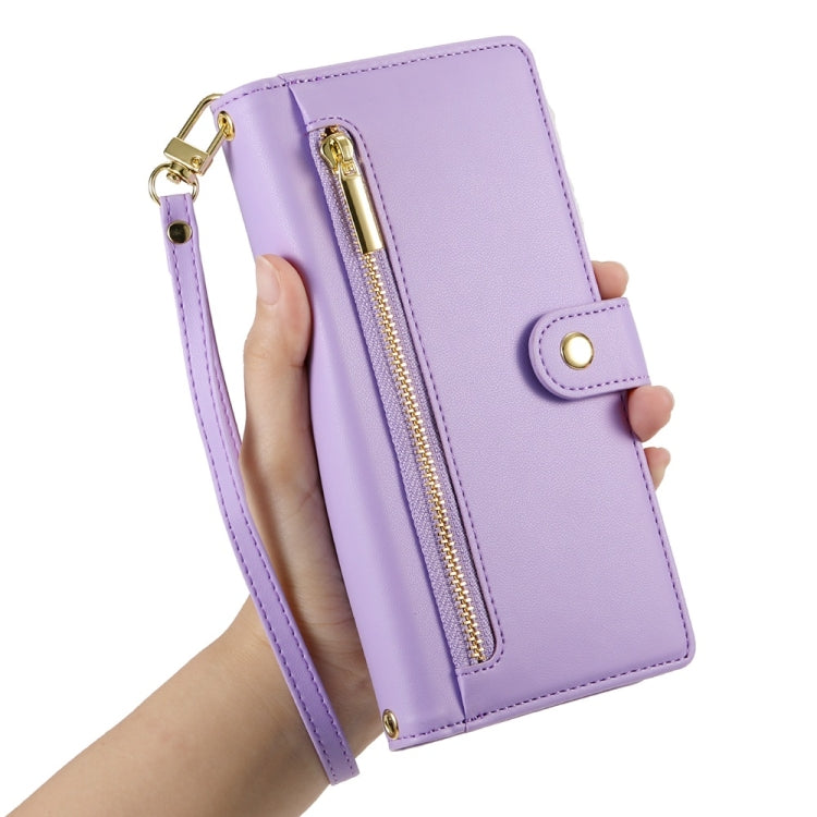 For Redmi K70 Nine Card-slot Zipper Wallet Bag Leather Phone Case(Purple) - K70 Cases by buy2fix | Online Shopping UK | buy2fix