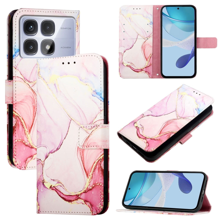 For Redmi K70 Ultra 5G Global PT003 Marble Pattern Flip Leather Phone Case(Rose Gold) - Xiaomi Cases by buy2fix | Online Shopping UK | buy2fix