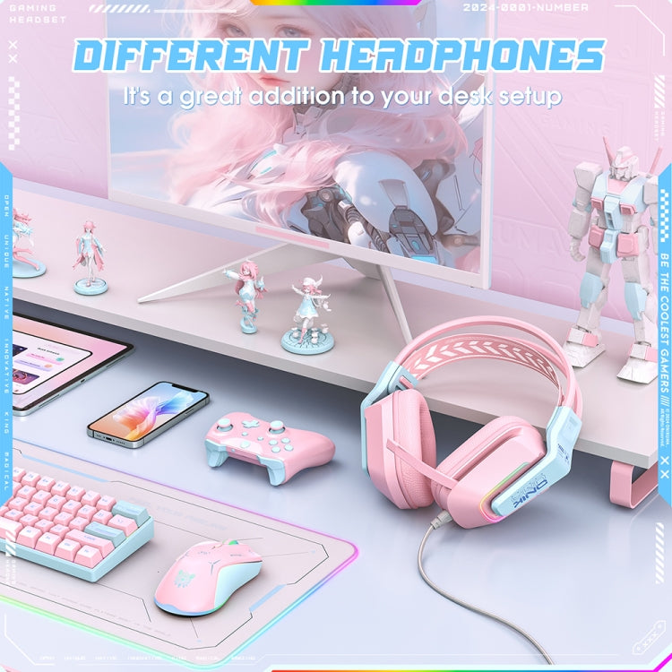 ONIKUMA X13 RGB Colorful Lighting Wired Gaming Headset with Microphone, Length:2.2m(Pink) - Multimedia Headset by ONIKUMA | Online Shopping UK | buy2fix