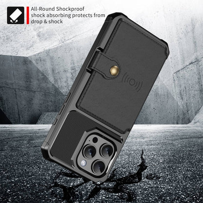 For iPhone 16 Pro Max Magnetic Wallet Card Bag Leather Phone Case(Black) - iPhone 16 Pro Max Cases by buy2fix | Online Shopping UK | buy2fix