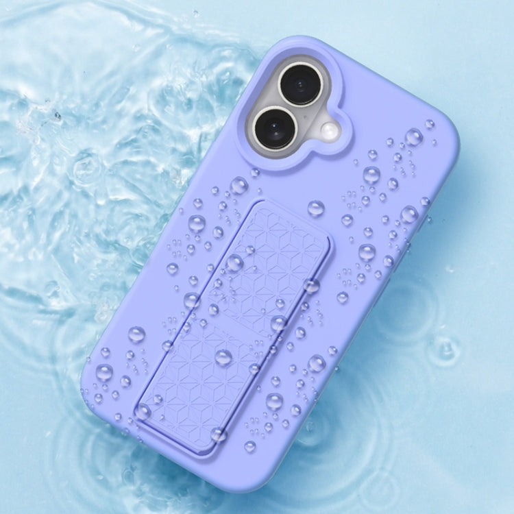 For iPhone 16 Pro Liquid Silicone Holder Phone Case(Sky Blue) - iPhone 16 Pro Cases by buy2fix | Online Shopping UK | buy2fix