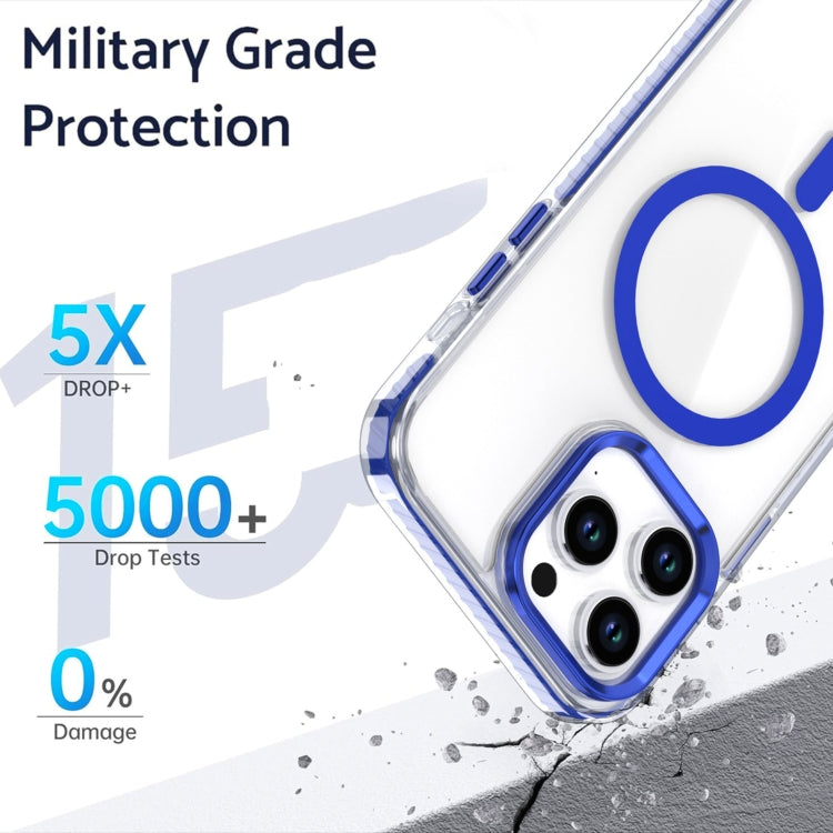 For iPhone 15 Pro Two-color TPU Hybrid PC MagSafe Phone Case(Blue) - iPhone 15 Pro Cases by buy2fix | Online Shopping UK | buy2fix