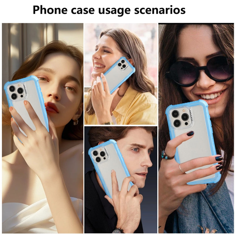 For iPhone 16 Pro Transparent Matte TPU Hybrid PC 3-in-1 Phone Case(Blue) - iPhone 16 Pro Cases by buy2fix | Online Shopping UK | buy2fix