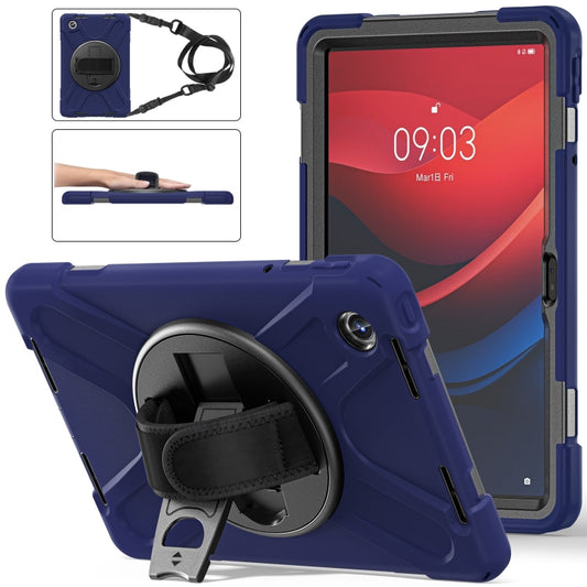 For Lenovo Tab M11 /Xiaomi Pad 11 2024 Rotatable Holder Silicone Hybrid PC Tablet Case with Shoulder Strap(Navy Blue) - Lenovo by buy2fix | Online Shopping UK | buy2fix