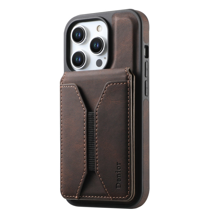 For iPhone 15 Pro Max Denior D17 Skin Feel MagSafe Detachable Card Slot Phone Case(Brown) - iPhone 15 Pro Max Cases by Denior | Online Shopping UK | buy2fix