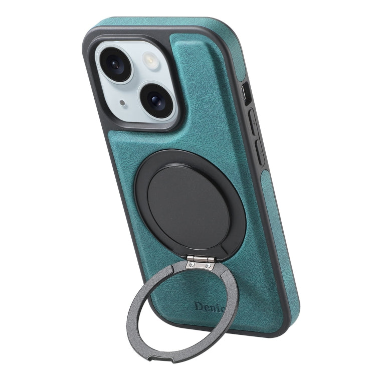 For iPhone 15 Denior A14 Skin Feel Rotating Holder MagSafe Phone Case(Blue) - iPhone 15 Cases by Denior | Online Shopping UK | buy2fix