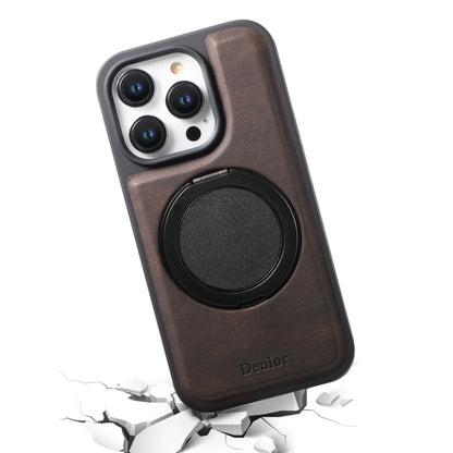 For iPhone 16 Pro Denior A14 Skin Feel Rotating Holder MagSafe Phone Case(Brown) - iPhone 16 Pro Cases by Denior | Online Shopping UK | buy2fix