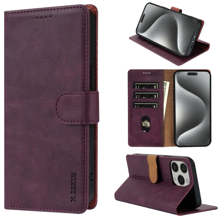 For iPhone 16 Pro Max N.BEKUS CSJ-P1 Solid Color Leather Phone Case(Wine Red) - iPhone 16 Pro Max Cases by N.BEKUS | Online Shopping UK | buy2fix