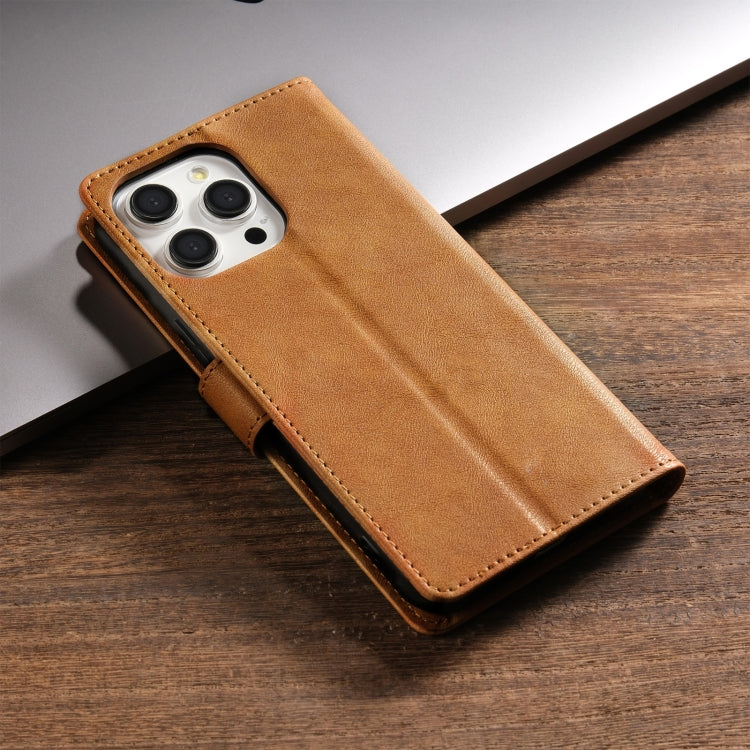 For iPhone 16 Pro N.BEKUS CSJ-P1 Solid Color Leather Phone Case(Brown) - iPhone 16 Pro Cases by N.BEKUS | Online Shopping UK | buy2fix