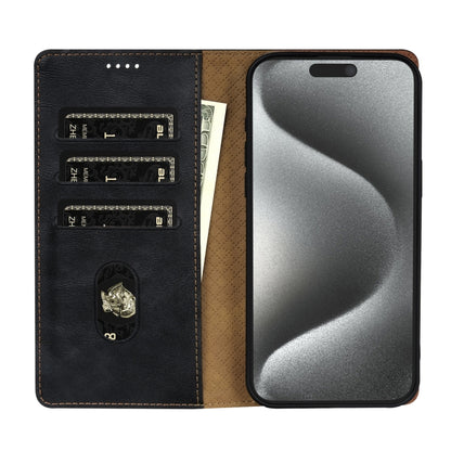 For iPhone 16 Pro N.BEKUS CSJ-P1 Solid Color Leather Phone Case(Black) - iPhone 16 Pro Cases by N.BEKUS | Online Shopping UK | buy2fix