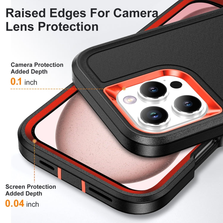 For iPhone 16 Pro Max Rugged PC + Silicone Phone Case with Holder(Black+Orange) - iPhone 16 Pro Max Cases by buy2fix | Online Shopping UK | buy2fix