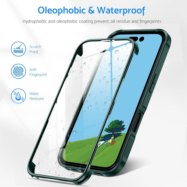 For iPhone 16 Double-sided Plastic Glass Phone Protective Case(Dark Green) - iPhone 16 Cases by buy2fix | Online Shopping UK | buy2fix