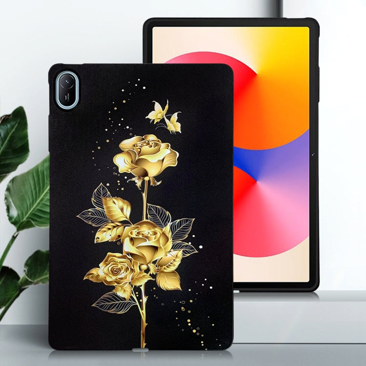 For Huawei MatePad SE 11 2024 Color Painting Pattern Smart Tablet TPU Case(Golden Rose) - Huawei by buy2fix | Online Shopping UK | buy2fix